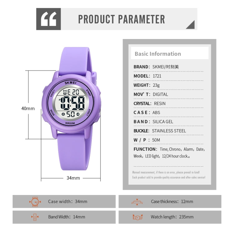 SKMEI 1721 Triplicate Round Dial LED Digital Display Luminous Silicone Strap Electronic Watch(Purple) - free shipping - PMC TechLife - Order now!