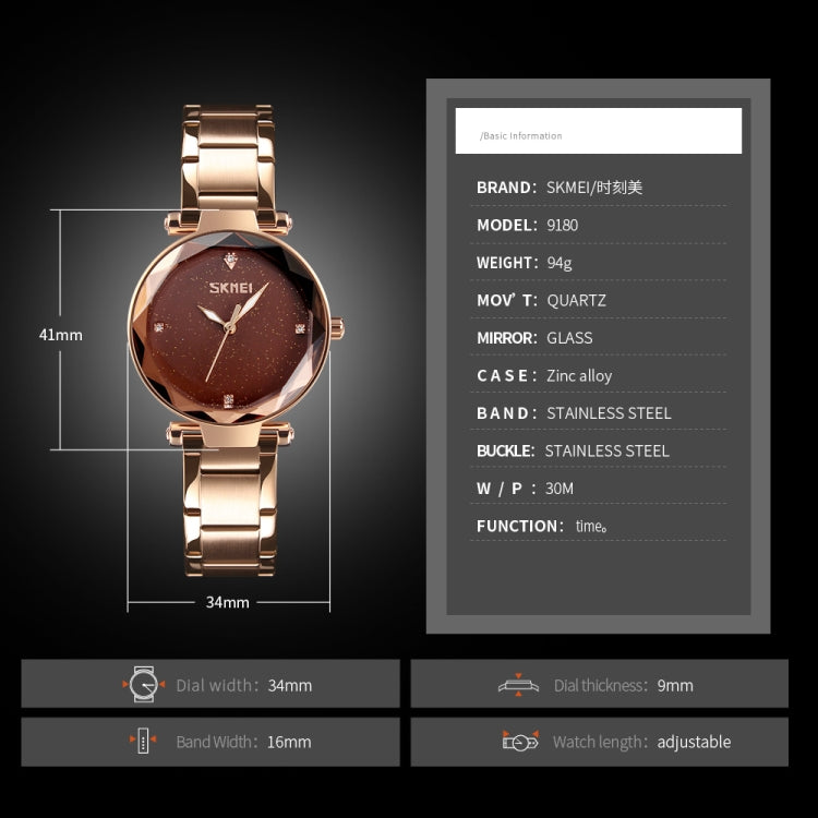 SKMEI 9180 Starry Sky Dial Stainless Steel Strap Quartz Watch for Ladies(Black) - free shipping - PMC TechLife - Order now!