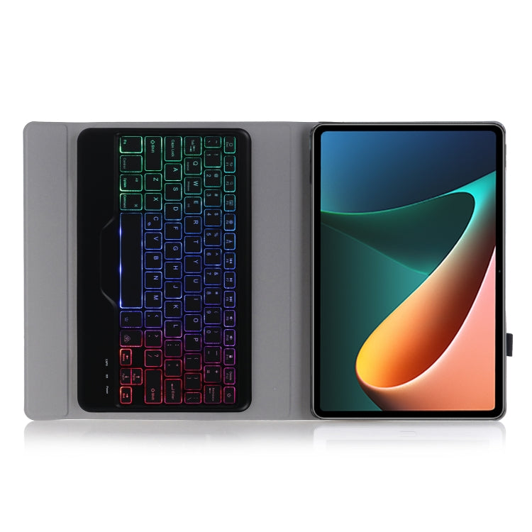 A0N5BS Ultra-thin Tri-color Backlight Detachable Lambskin Texture TPU Bluetooth Keyboard Leather Tablet Case with Holder For Xiaomi Pad 5 / 5 Pro(Black) - Others Keyboard by PMC TechLife | Online Shopping South Africa | PMC TechLife