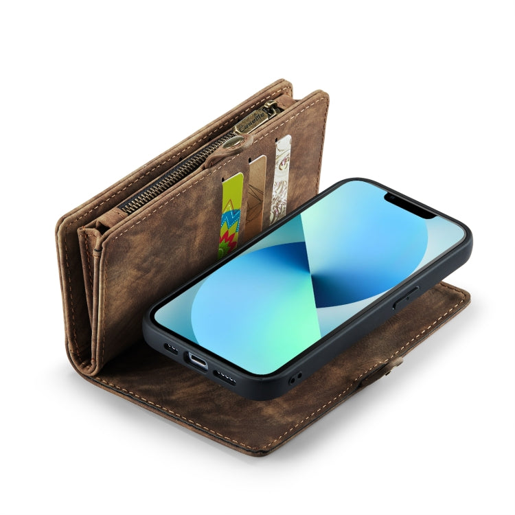 For iPhone 13 CaseMe-008 Detachable Multifunctional Horizontal Flip Leather Case with Card Slot & Holder & Zipper Wallet & Photo Frame(Brown) - iPhone 13 Cases by CaseMe | Online Shopping South Africa | PMC Jewellery | Buy Now Pay Later Mobicred