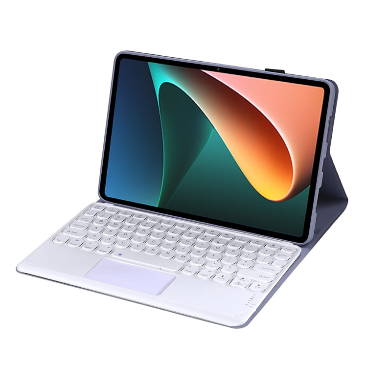 Y0N5-A TPU Tablet Case Lambskin Texture Round Keycap Bluetooth Keyboard Leather Tablet Case with Holder & Touchpad For Xiaomi Pad 5 / 5 Pro(Purple) - Others Keyboard by PMC TechLife | Online Shopping South Africa | PMC TechLife
