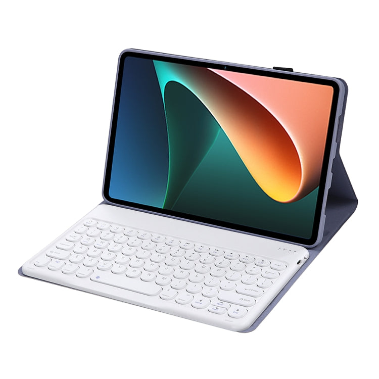 Y0N5 TPU Tablet Case Lambskin Texture Round Keycap Bluetooth Keyboard Leather Tablet Case with Holder For Xiaomi Pad 5 / 5 Pro(Purple) - Others Keyboard by PMC TechLife | Online Shopping South Africa | PMC TechLife