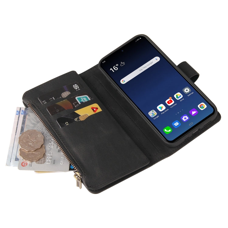 For LG G9 / Velvet Skin Feel PU + TPU Horizontal Flip Leather Case With Holder & 15 Cards Slot & Wallet & Zipper Pocket & Lanyard(Black) - LG by PMC TechLife | Online Shopping South Africa | PMC TechLife | Buy Now Pay Later Mobicred