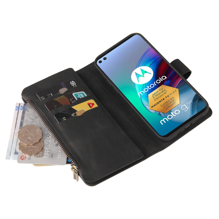 For Motorola Moto G100 Skin Feel PU + TPU Horizontal Flip Leather Case With Holder & 15 Cards Slot & Wallet & Zipper Pocket & Lanyard(Black) - Motorola Cases by PMC TechLife | Online Shopping South Africa | PMC TechLife | Buy Now Pay Later Mobicred