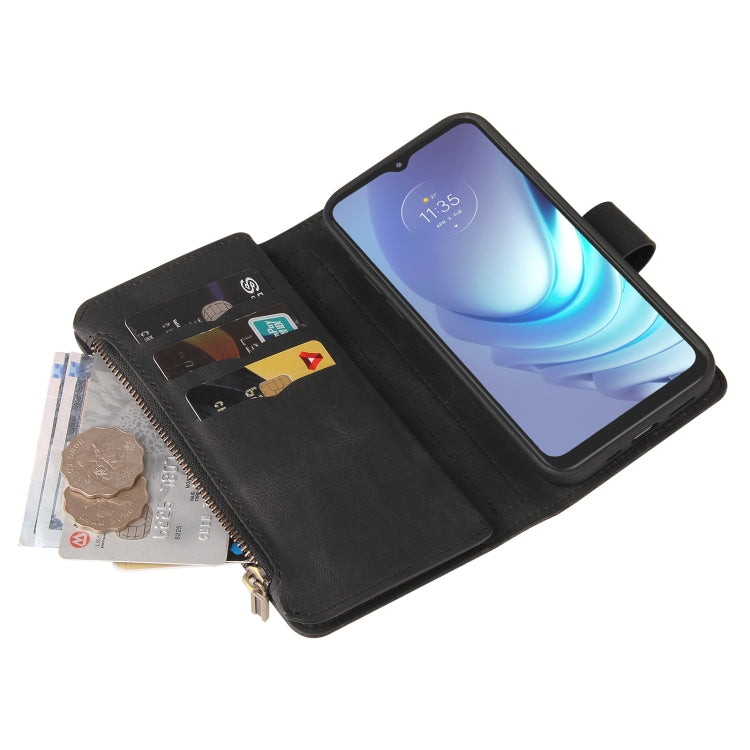 For Motorola Moto G50 Skin Feel PU + TPU Horizontal Flip Leather Case With Holder & 15 Cards Slot & Wallet & Zipper Pocket & Lanyard(Black) - Motorola Cases by PMC TechLife | Online Shopping South Africa | PMC TechLife | Buy Now Pay Later Mobicred
