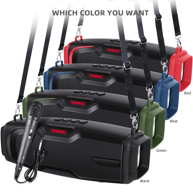 New Rixing NR-6012M Bluetooth 5.0 Portable Outdoor Karaoke Wireless Bluetooth Speaker with Microphone & Shoulder Strap(Blue) - free shipping - PMC Jewellery - Order now!