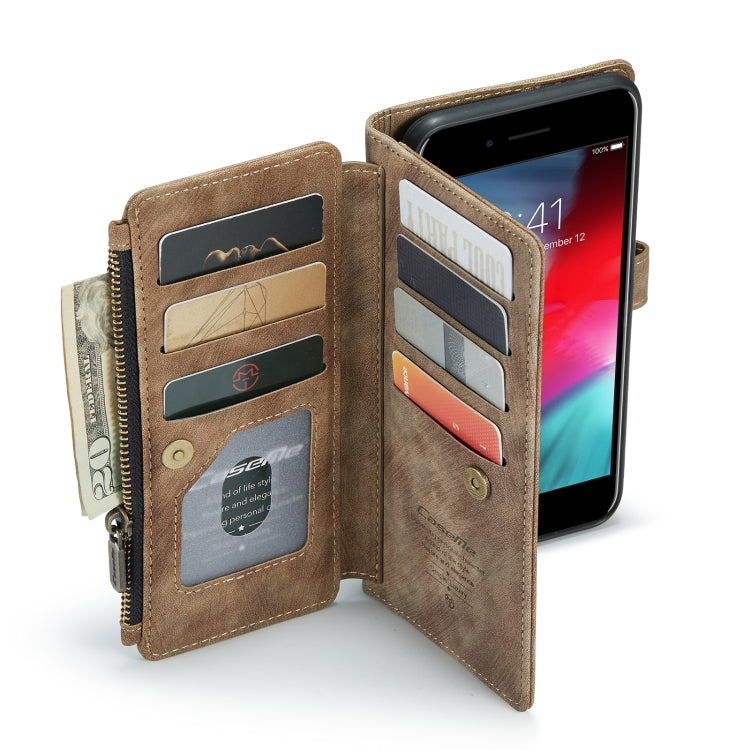 CaseMe-C30 PU + TPU Multifunctional Horizontal Flip Leather Case with Holder & Card Slot & Wallet & Zipper Pocket For iPhone 8 Plus & 7 Plus & 6 Plus(Brown) - More iPhone Cases by CaseMe | Online Shopping South Africa | PMC Jewellery | Buy Now Pay Later Mobicred