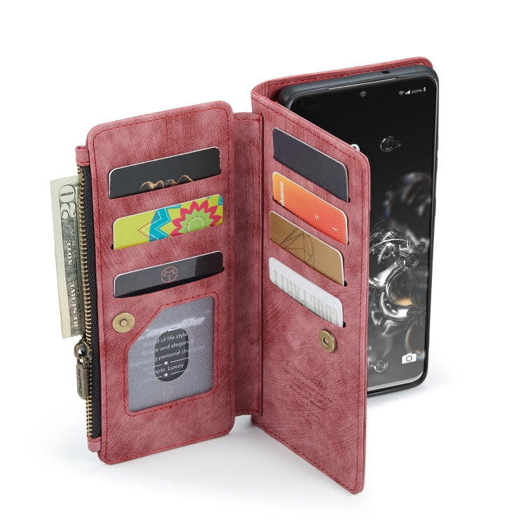 For Samsung Galaxy S20 Ultra 5G CaseMe-C30 PU + TPU Multifunctional Horizontal Flip Leather Case with Holder & Card Slot & Wallet & Zipper Pocket(Red) - free shipping - PMC Jewellery - Order now!