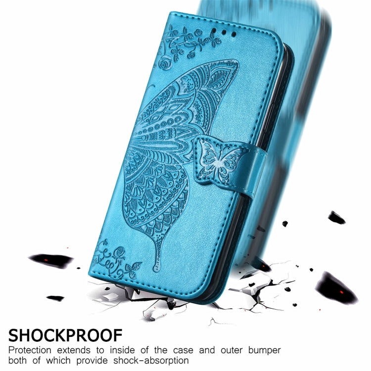For Blackview A100 Butterfly Love Flower Embossed Horizontal Flip Leather Case with Holder & Card Slots & Wallet & Lanyard(Blue) - More Brand by PMC TechLife | Online Shopping South Africa | PMC TechLife | Buy Now Pay Later Mobicred