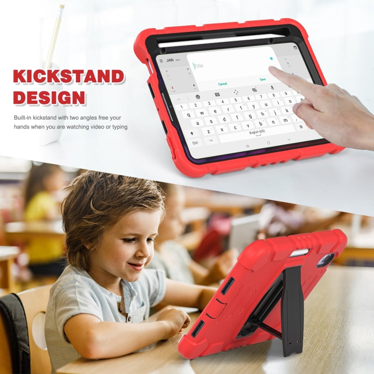 For iPad mini 6 / mini 2024 Tri-Layer Protection Screen Frame Heavy Duty PC Hybrid Silicone Case with Holder(Red+Black) - free shipping - PMC Jewellery - Order now!
