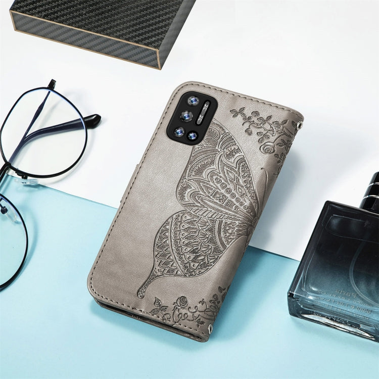 For DOOGEE N40 Pro Butterfly Love Flowers Embossed Horizontal Flip Leather Case with Holder & Card Slots & Wallet & Lanyard(Grey) - More Brand by PMC TechLife | Online Shopping South Africa | PMC TechLife | Buy Now Pay Later Mobicred