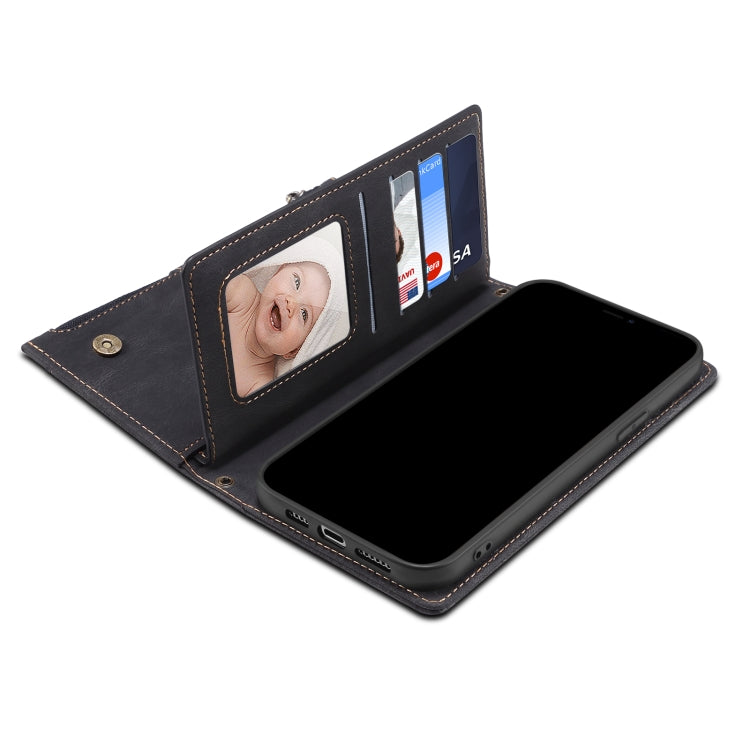For Google Pixel 6 Pro Retro Frosted Leather Phone Case with Holder & Card Slot & Wallet & Zipper Pocket & Lanyard(Black) - Google Cases by PMC TechLife | Online Shopping South Africa | PMC TechLife | Buy Now Pay Later Mobicred
