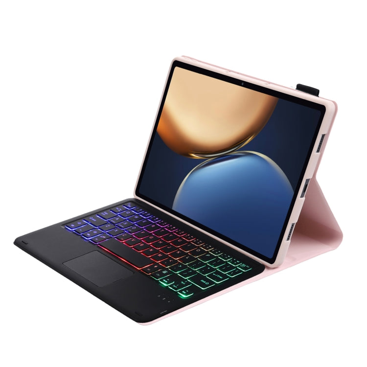AHV7-AS Lambskin Texture Tri-color Backlight Bluetooth Keyboard Leather Tablet Case with Touchpad For Honor Tablet V7 Pro(Pink) - Huawei Keyboard by PMC TechLife | Online Shopping South Africa | PMC TechLife