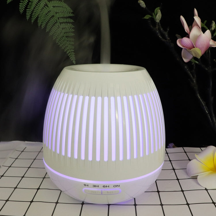 400ml Hollow-out LED Humidifier Wood Grain Air Purifier Aromatherapy Machine Automatic Alcohol Sprayer with Colorful LED Light, Plug Specification:EU Plug(White) - free shipping - PMC TechLife - Order now!