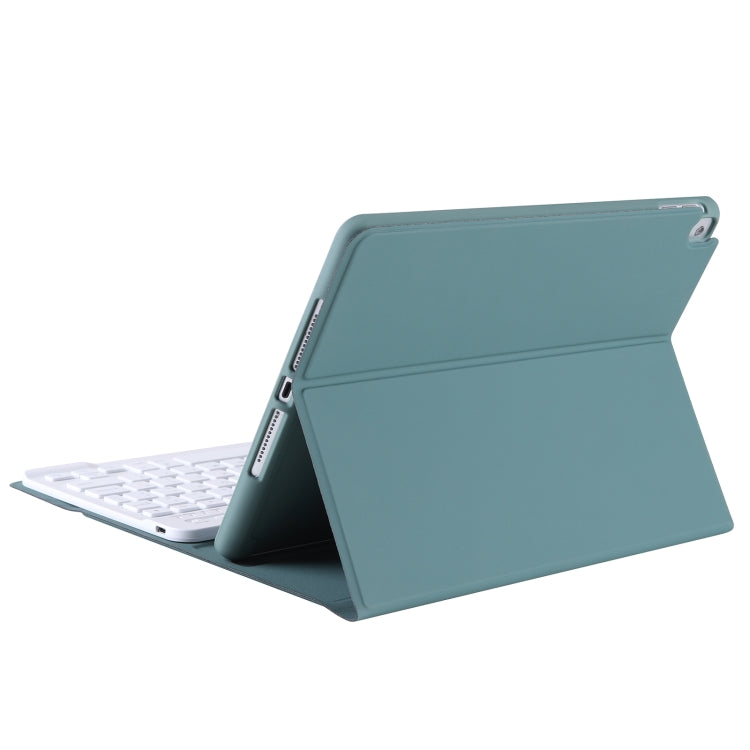 A102B-A Lambskin Texture Square Keycap Bluetooth Keyboard Leather Case with Touch Control For iPad Pro 10.5 inch / 10.2 2021 & 2020 & 2019 / Air 3(Dark Green) - Universal by PMC TechLife | Online Shopping South Africa | PMC TechLife