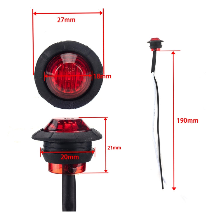 A5010 Red Light 10 in 1 Truck Trailer LED Round Side Marker Lamp - Warning Lights by PMC TechLife | Online Shopping South Africa | PMC TechLife | Buy Now Pay Later Mobicred
