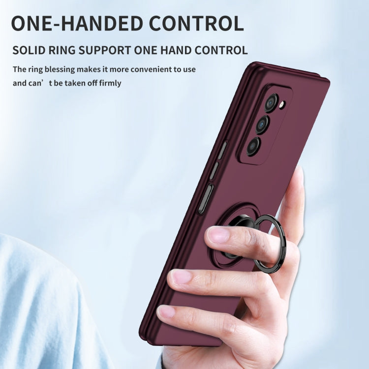 For Samsung Galaxy Z Fold2 5G Armor Ring Holder Phone Case(Wine Red) - Galaxy Phone Cases by PMC TechLife | Online Shopping South Africa | PMC TechLife