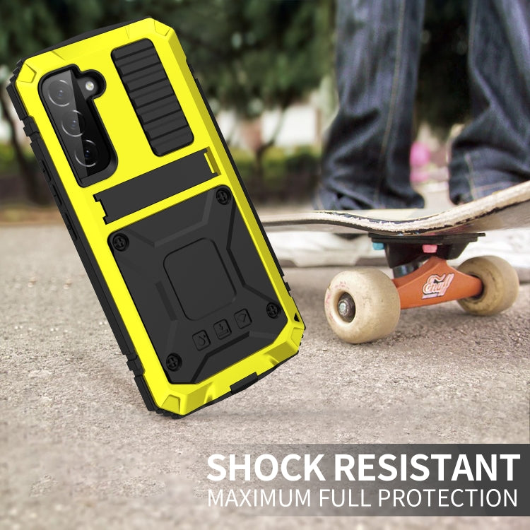 For Samsung Galaxy S22+ 5G R-JUST Metal + Silicone Holder Phone Case(Yellow) - free shipping - PMC TechLife - Order now!