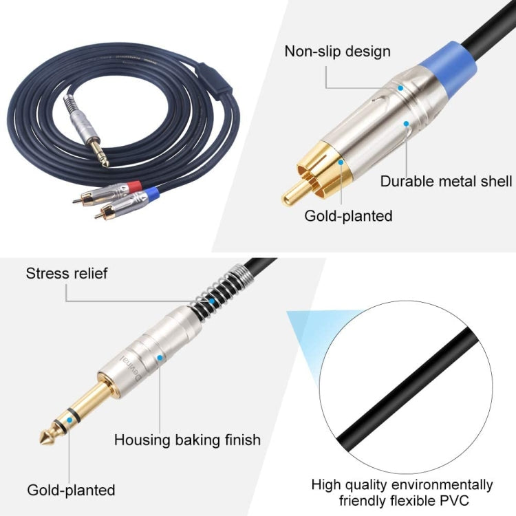 6.35mm Male to Dual RCA Male Audio Cable, Cable Length:1.8m - Aux Cable by PMC TechLife | Online Shopping South Africa | PMC TechLife | Buy Now Pay Later Mobicred