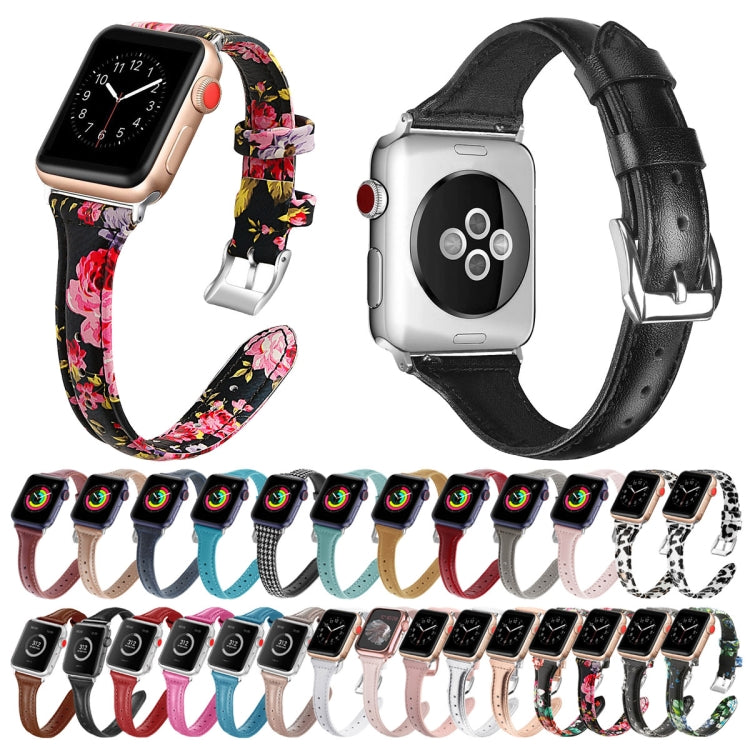 Genuine Leather Watch Band For Apple Watch Ultra 49mm&Watch Ultra 2 49mm / Series 9&8&7 45mm / SE 3&SE 2&6&SE&5&4 44mm / 3&2&1 42mm(Plaid) - Watch Bands by PMC TechLife | Online Shopping South Africa | PMC TechLife | Buy Now Pay Later Mobicred