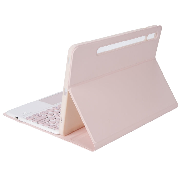 YA08B-A Candy Color Skin Feel Texture Round Keycap Bluetooth Keyboard Leather Case with Touchpad For Samsung Galaxy Tab A8 10.5 2021 SM-X200 / SM-X205(Pink) - Samsung Keyboard by PMC TechLife | Online Shopping South Africa | PMC TechLife