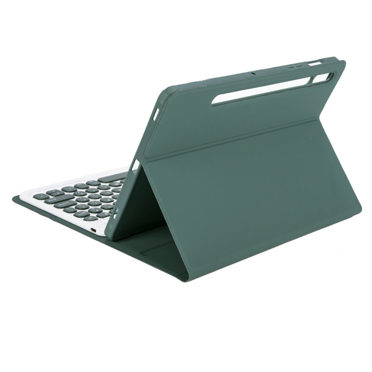 YA08B Candy Color Skin Feel Texture Round Keycap Bluetooth Keyboard Leather Case For Samsung Galaxy Tab A8 10.5 2021 SM-X200 / SM-X205(Dark Green) - Samsung Keyboard by PMC TechLife | Online Shopping South Africa | PMC TechLife