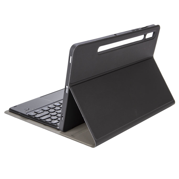 YA700B-A Lambskin Texture Voltage Round Keycap Bluetooth Keyboard Leather Case with Touchpad For Samsung Galaxy Tab S8 11 inch SM-X700 / SM-X706 & S7 11 inch SM-X700 / SM-T875(Black) - Samsung Keyboard by PMC TechLife | Online Shopping South Africa | PMC TechLife