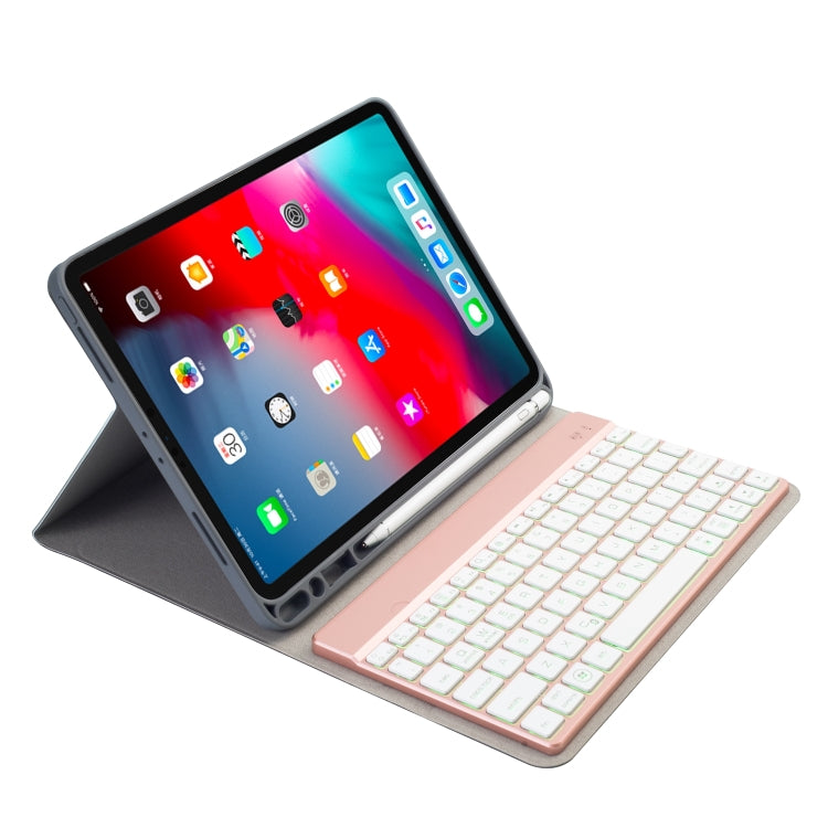 RK11A Backlight TPU Multi Color Light Bluetooth Keyboard Horizontal Flip Leather Tablet Case for iPad Pro 11 2020 / 2018 with Holder & Pen Slot(Red) - free shipping - PMC TechLife - Order now!