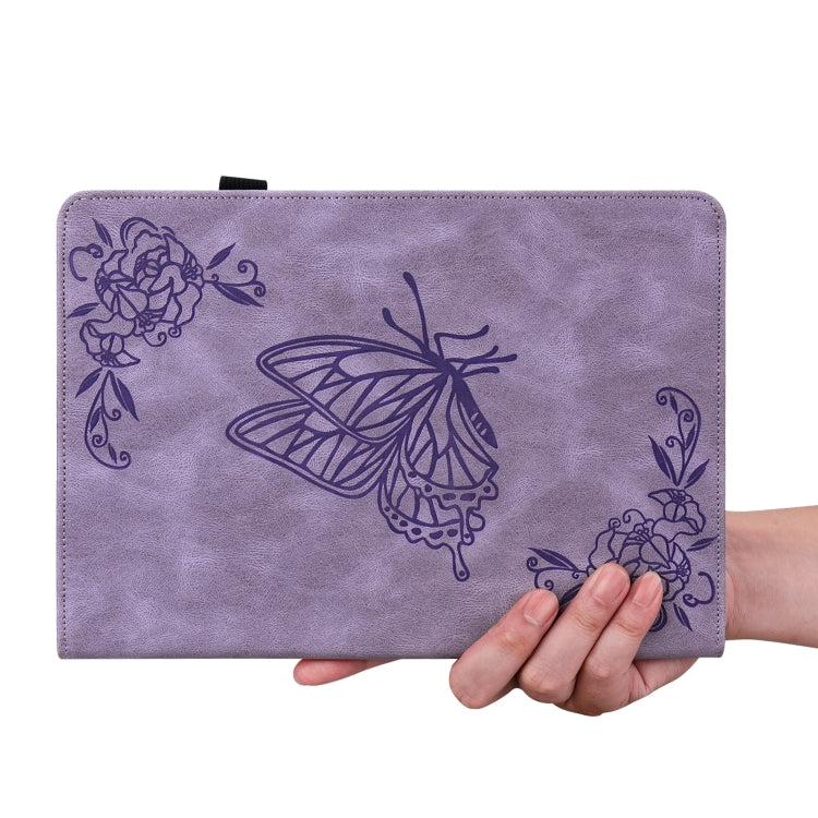 For Lenovo Tab M10 10.1 3rd Gen Butterfly Flower Embossed Leather Tablet Case(Purple) - Lenovo by PMC TechLife | Online Shopping South Africa | PMC TechLife | Buy Now Pay Later Mobicred