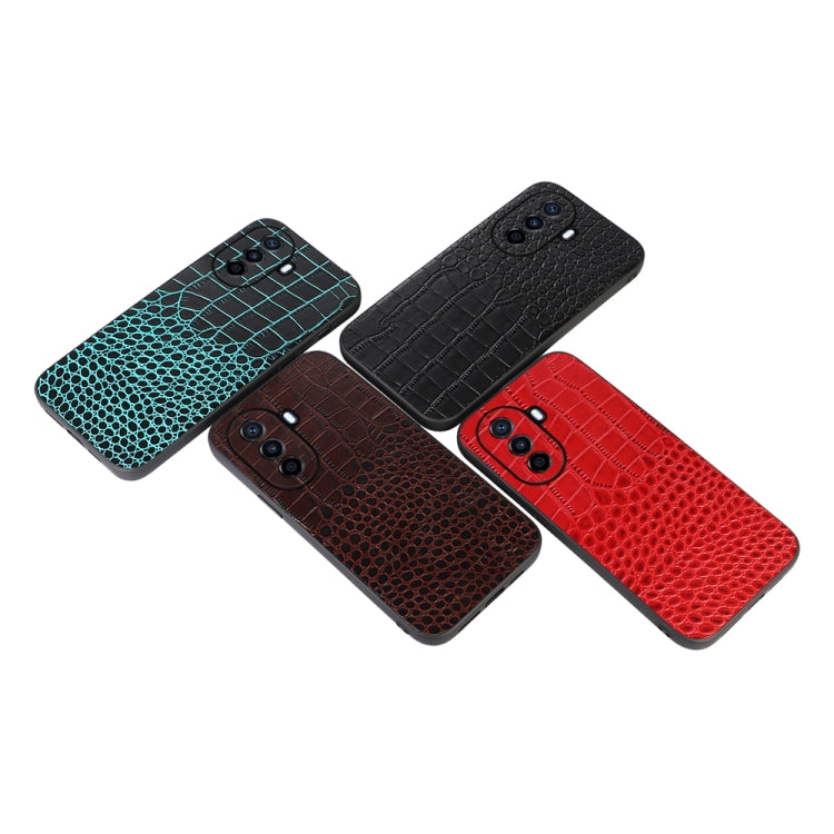 For Huawei Enjoy 50 China/nova Y70 4G Global/nova Y70 Plus Crocodile Top Layer Cowhide Leather Phone Case(Cyan Blue) - Huawei Cases by PMC TechLife | Online Shopping South Africa | PMC TechLife