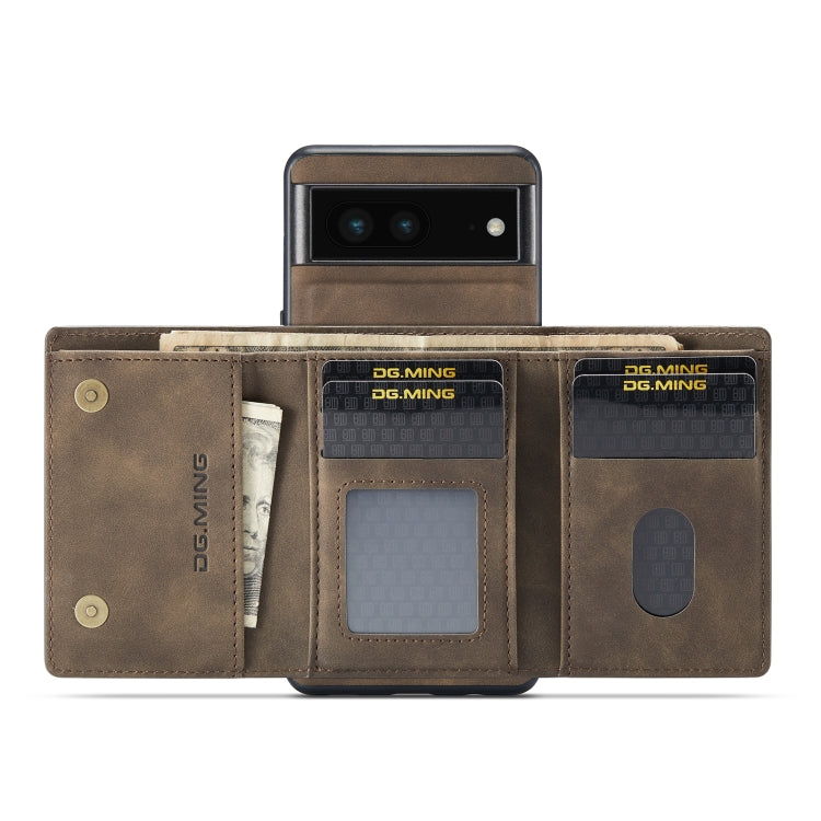 For Google Pixel 7 5G DG.MING M1 Series 3-Fold Multi Card Wallet + Magnetic Phone Case(Coffee) - Google Cases by DG.MING | Online Shopping South Africa | PMC TechLife | Buy Now Pay Later Mobicred