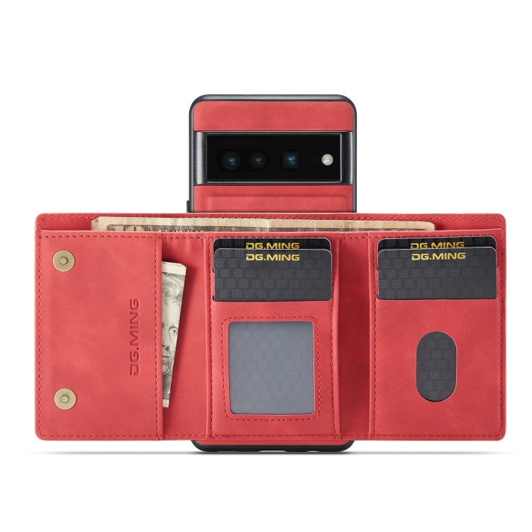For Google Pixel 7 Pro 5G DG.MING M1 Series 3-Fold Multi Card Wallet + Magnetic Phone Case(Red) - free shipping - PMC TechLife - Order now!