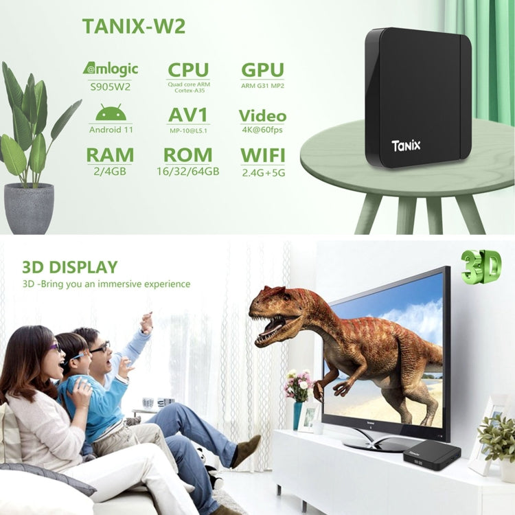 Tanix W2 Amlogic S905 Quad Core Smart TV Set Top Box, RAM:4G+32G With Dual Wifi/BT(EU Plug) - Amlogic S905 by PMC TechLife | Online Shopping South Africa | PMC TechLife | Buy Now Pay Later Mobicred
