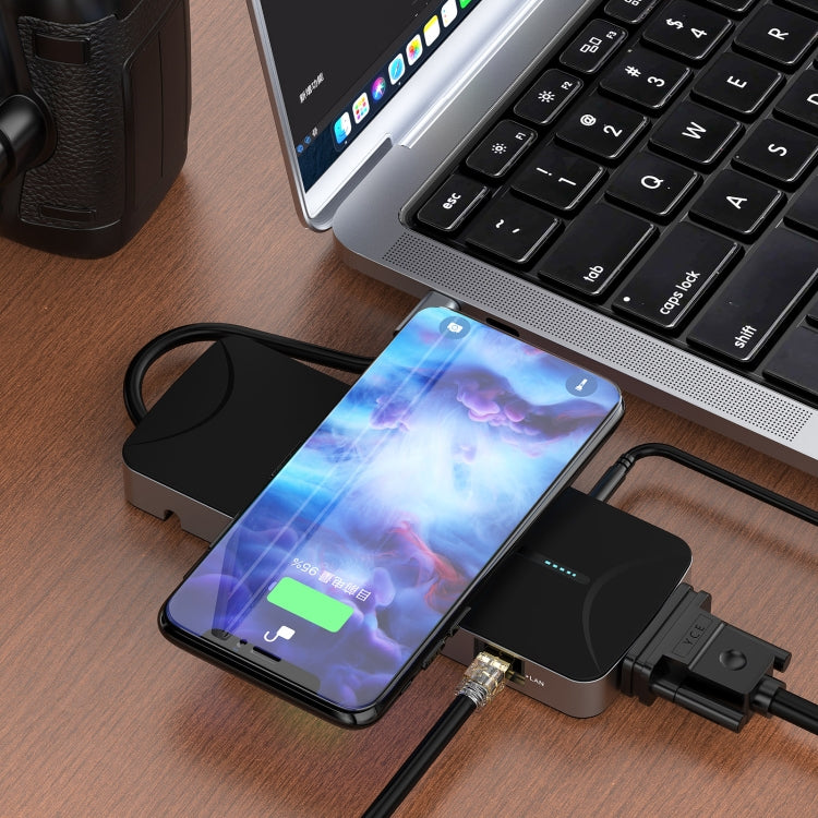 V240 12-in-1 Multifunctional USB-C / Type-C 3.1 Male HUB Docking Station(Black) - USB HUB by PMC Jewellery | Online Shopping South Africa | PMC Jewellery | Buy Now Pay Later Mobicred