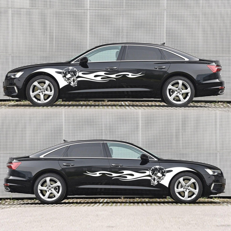 2 PCS/Set D-964 Skull Flame Pattern Car Modified Decorative Sticker(White) - Decorative Sticker by PMC TechLife | Online Shopping South Africa | PMC TechLife | Buy Now Pay Later Mobicred