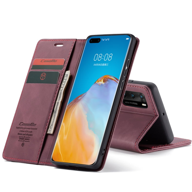 For Huawei P40 CaseMe-013 Multifunctional Horizontal Flip Leather Case with Card Slot & Holder & Wallet(Wine Red) - Huawei Cases by CaseMe | Online Shopping South Africa | PMC Jewellery | Buy Now Pay Later Mobicred