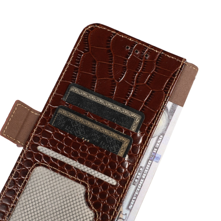 For Huawei Nova Y90/Enjoy 50 Pro Crocodile Top Layer Cowhide Leather Phone Case(Brown) - Huawei Cases by PMC TechLife | Online Shopping South Africa | PMC TechLife | Buy Now Pay Later Mobicred