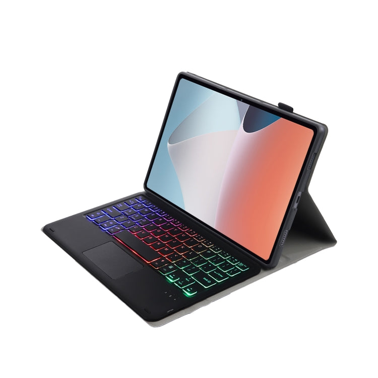 OP12-AS Lambskin Texture Ultra-thin Bluetooth Keyboard Leather Case with Touchpad & Backlight For OPPO Pad Air 10.4 inch(Black) - Others Keyboard by PMC TechLife | Online Shopping South Africa | PMC TechLife