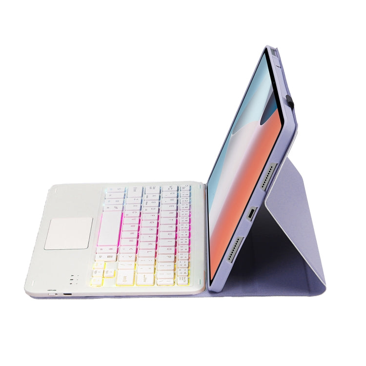 OP12-AS Lambskin Texture Ultra-thin Bluetooth Keyboard Leather Case with Touchpad & Backlight For OPPO Pad Air 10.4 inch(Purple) - free shipping - PMC TechLife - Order now!