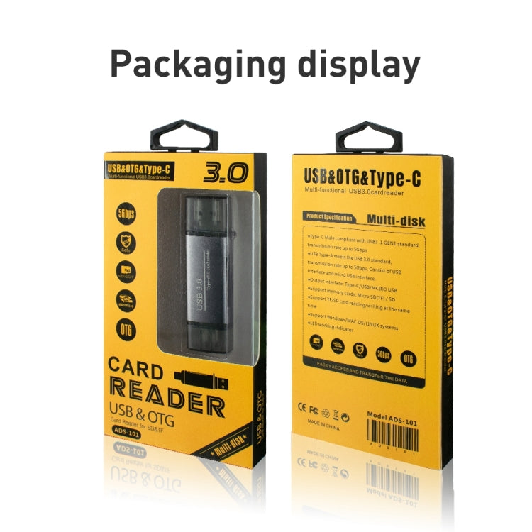 ADS-101 USB 3.0 Multi-function Card Reader(Silver) - by PMC Jewellery | Online Shopping South Africa | PMC Jewellery | Buy Now Pay Later Mobicred