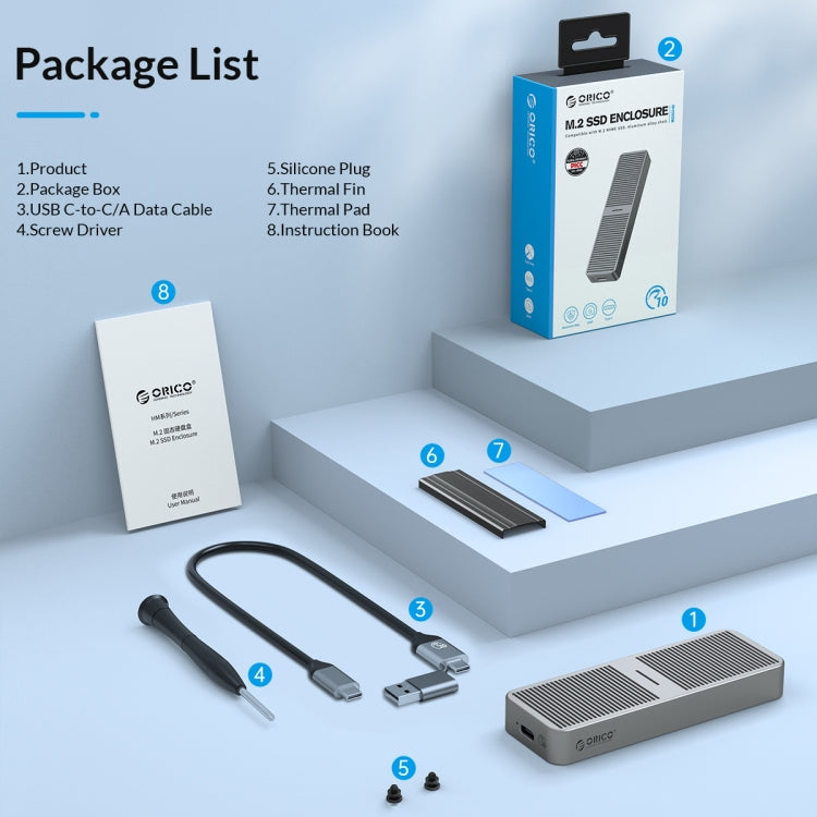 ORICO M224C3-U4-SV M.2 NVME 40Gbps SSD Enclosure(Silver) - HDD Enclosure by ORICO | Online Shopping South Africa | PMC TechLife | Buy Now Pay Later Mobicred