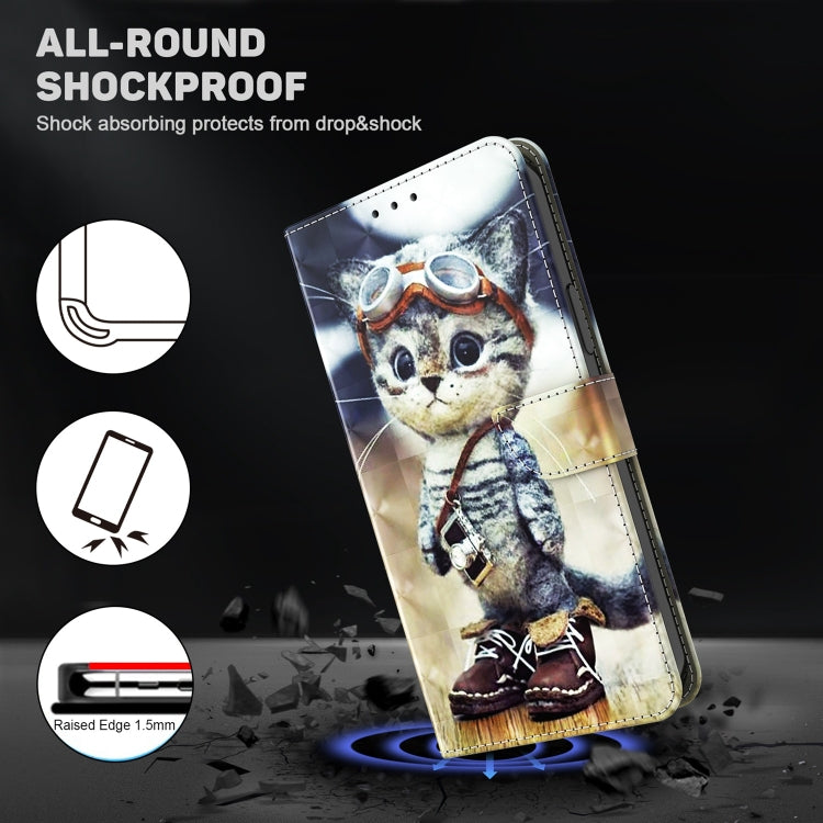 For OPPO A16 / A16s / A54s 3D Painted Leather Phone Case(Naughty Cat) - OPPO Cases by PMC TechLife | Online Shopping South Africa | PMC TechLife | Buy Now Pay Later Mobicred