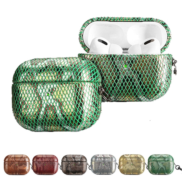 J01 Mesh Snakeskin Headphone Case For AirPods Pro(Orange) - For AirPods Pro by PMc TechLife | Online Shopping South Africa | PMc TechLife | Buy Now Pay Later Mobicred