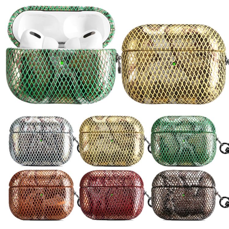 J01 Mesh Snakeskin Headphone Case For AirPods 3(Green) - For AirPods 3 by PMc TechLife | Online Shopping South Africa | PMc TechLife | Buy Now Pay Later Mobicred