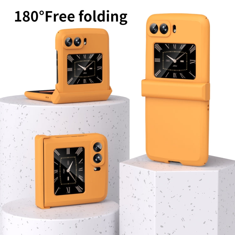 For Motorola Moto Razr 2022 Skin Feel Macaron Three-piece Set Hinge Phone Case(Orange) - Motorola Cases by PMC TechLife | Online Shopping South Africa | PMC TechLife | Buy Now Pay Later Mobicred