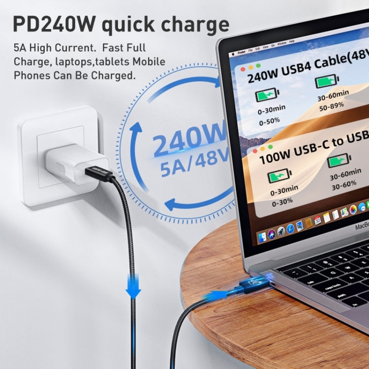 PD240W 40Gbps Dual Type-C USB4 Compatible Fast Charging Data Cable, Length:0.5m(Black) - USB-C & Type-C Cable by PMC TechLife | Online Shopping South Africa | PMC TechLife | Buy Now Pay Later Mobicred