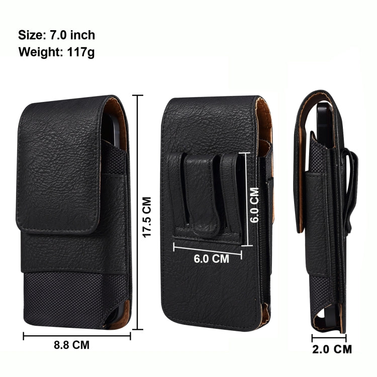 For 7.0 inch Mobile Phone Cowhide Texture Oxford Cloth Waist Bag(Black) - by PMC TechLife | Online Shopping South Africa | PMC TechLife | Buy Now Pay Later Mobicred