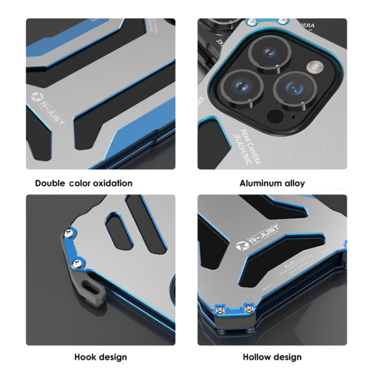 For iPhone 14 Plus R-JUST RJ17 Shockproof Armor Metal Phone Case(Blue) - iPhone 14 Plus Cases by R-JUST | Online Shopping South Africa | PMC TechLife | Buy Now Pay Later Mobicred