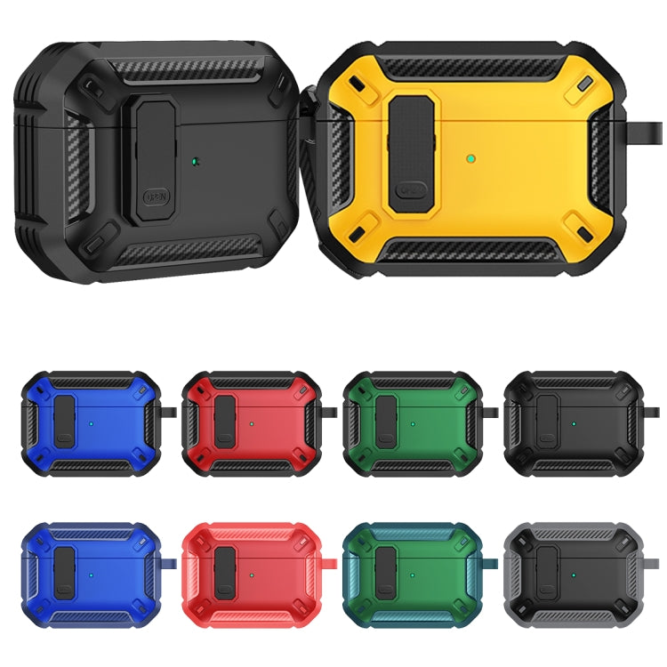For AirPods Pro 2 Shield Shockproof Earphone Protective Case with Hook(Black Red) - For AirPods Pro 2 by PMC Jewellery | Online Shopping South Africa | PMC Jewellery | Buy Now Pay Later Mobicred