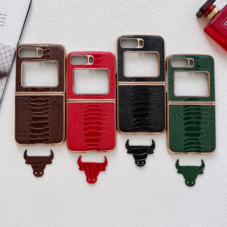 For Motorola Moto Razr 2022 Genuine Leather Weilai Series Nano Plating Phone Case(Green) - Motorola Cases by PMC TechLife | Online Shopping South Africa | PMC TechLife | Buy Now Pay Later Mobicred